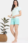 Zivame Lounge Knit Poly Lounge Shorts - Aruba Blue — thumbnail 1